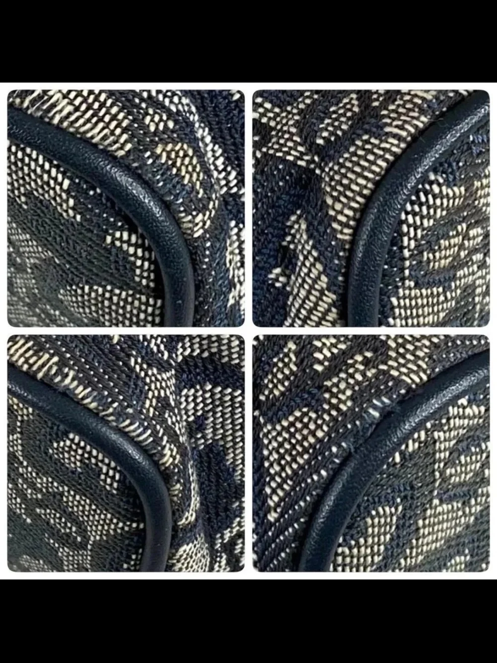 Dior Navy & Beige Oblique Satchel with Gold Hardware